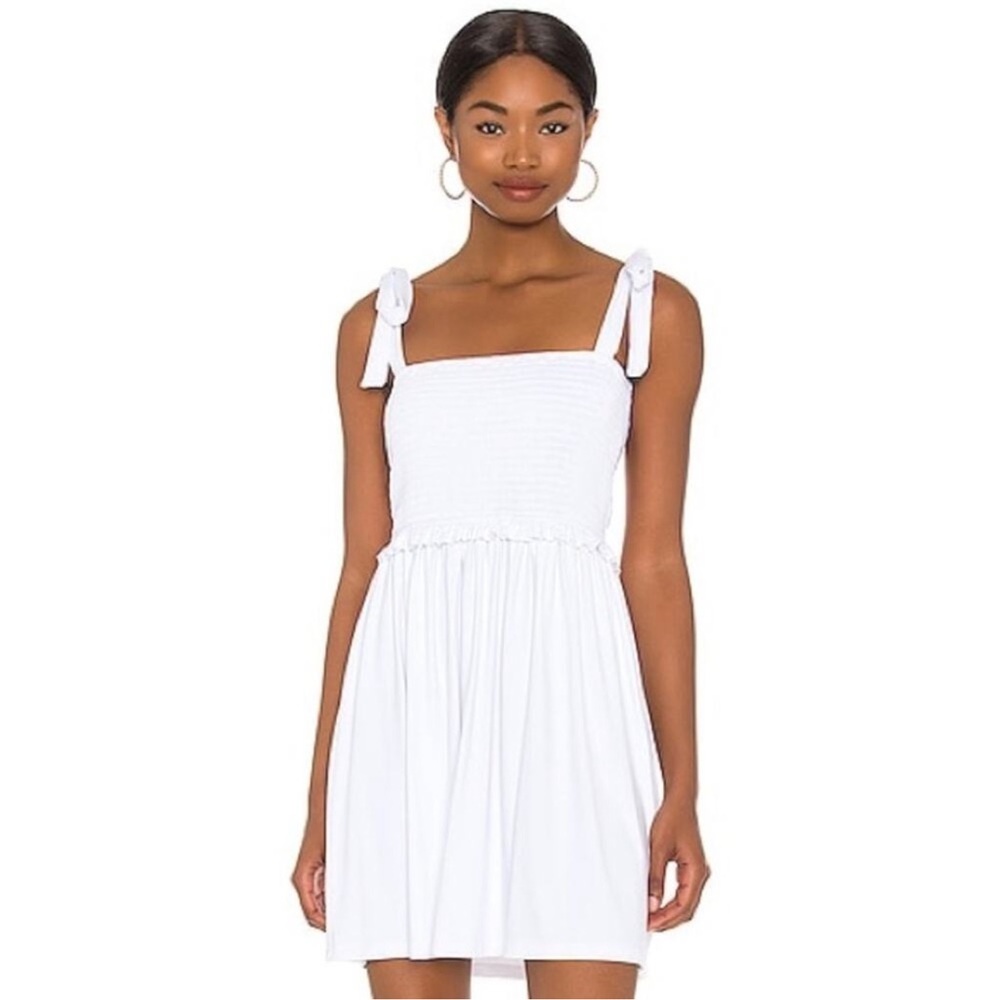 SUSANA MONACO x REVOLVE Coquette Smocked Bodice Dress Tie Strap NWT L